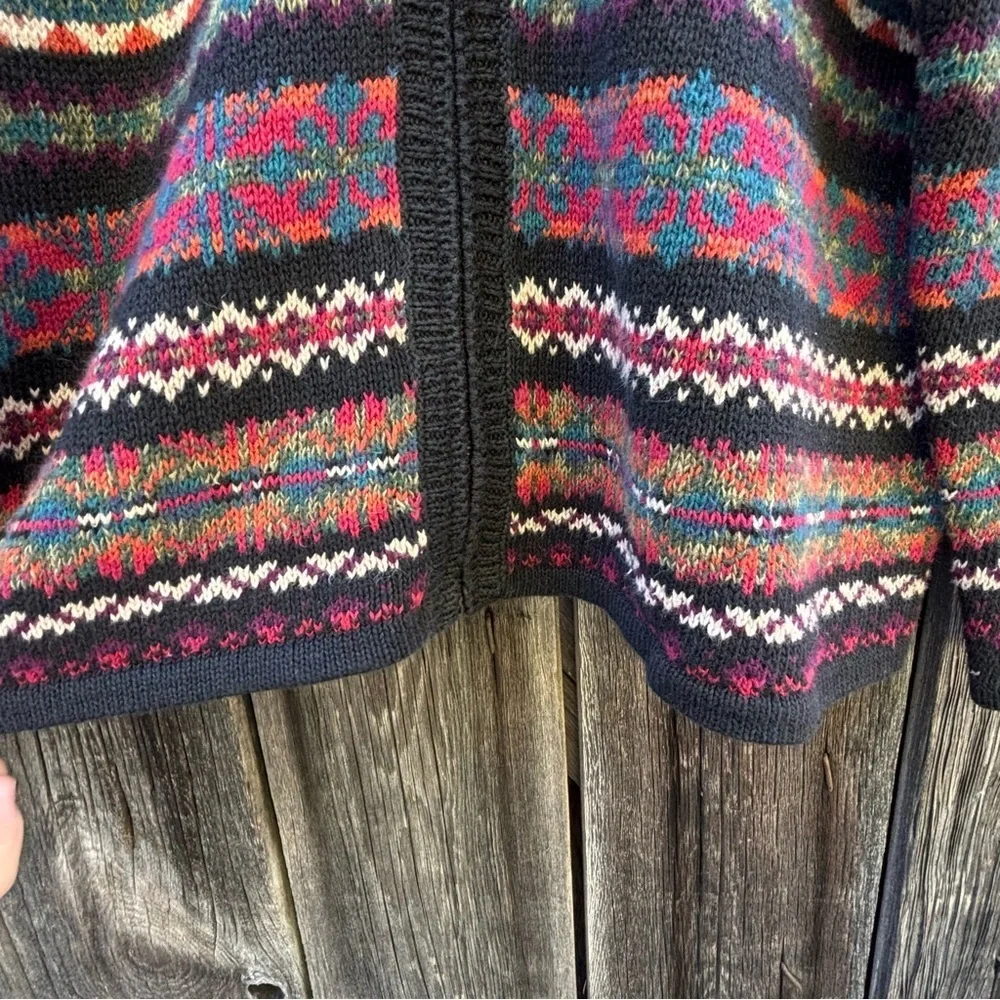 Erika & Co. Colorful Patterned Zip-Up Sweater Ramie and Cotton size XL